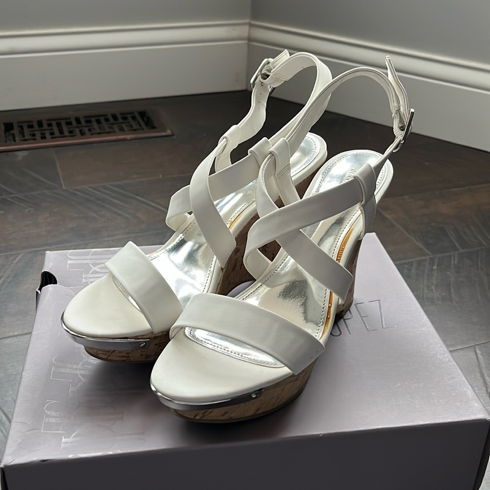 White Jennifer Lopez Wedges